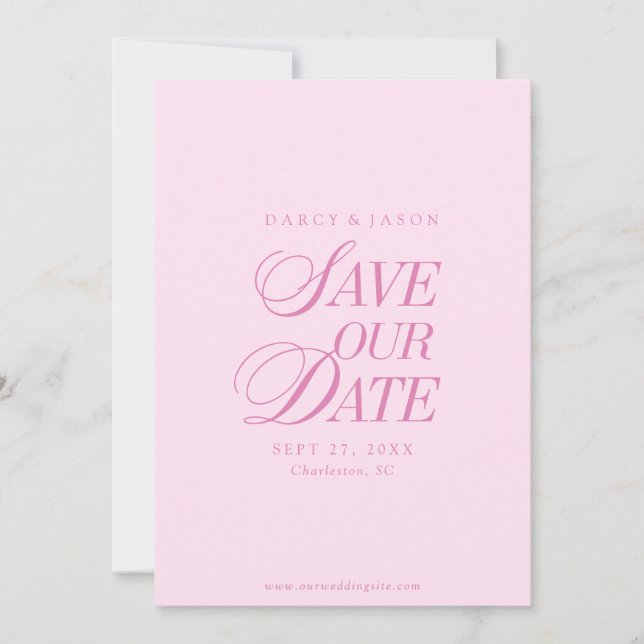 Classy Pastel Pink Elegant Save the Date Card (Vorderseite)