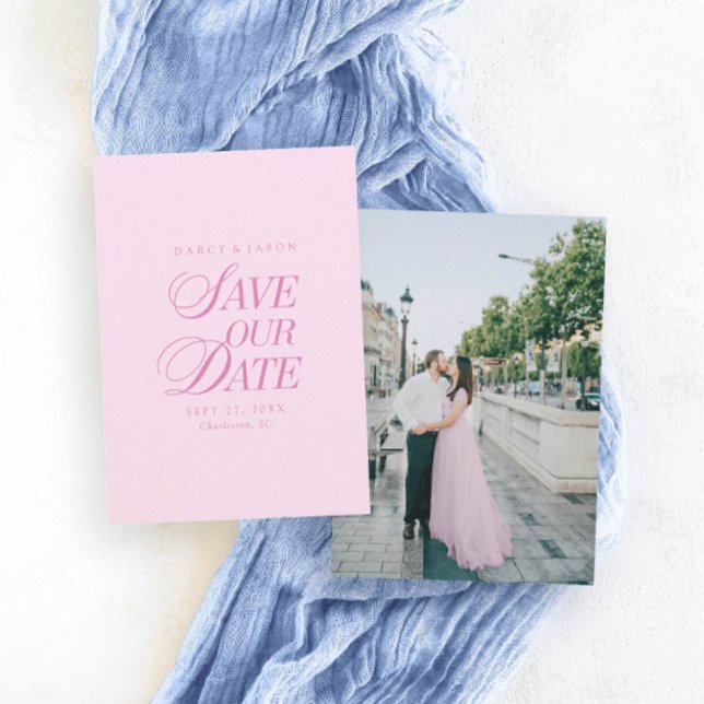 Classy Pastel Pink Elegant Save the Date Card (Classy Pastel Pink Elegant Save the Date Card)