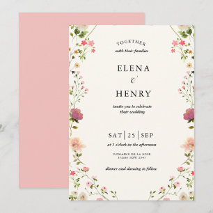 Classy Pastel Wildblume Secret Garden Wedding Einladung