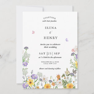 Classy Pastel Wildblume Secret Garden Wedding Inv Einladung