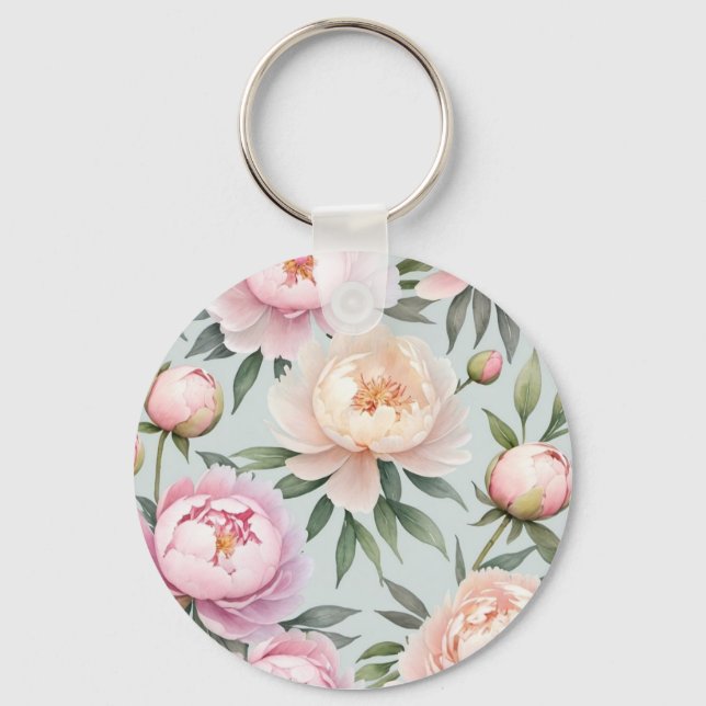 Classy Peony Keychain Schlüsselanhänger (Vorderseite)