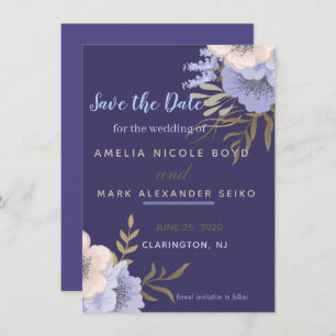 Classy Periwinkle Anemone Save the Date Einladung