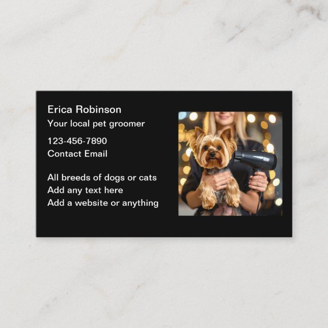 Classy Pet Grooming Business Cards Design Visitenkarte (Vorderseite)