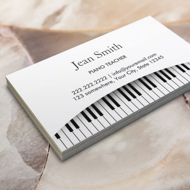 Classy Piano Keys Piano Teacher Business Card Visitenkarte (Von Creator hochgeladen)