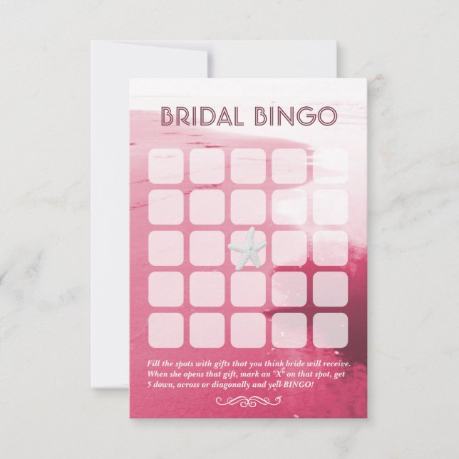 Classy Pink Beach Theme 5x5 Bridal Bingo Cards (Vorderseite)