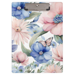 Classy Pink & Blue Blume Bunch Klemmbrett