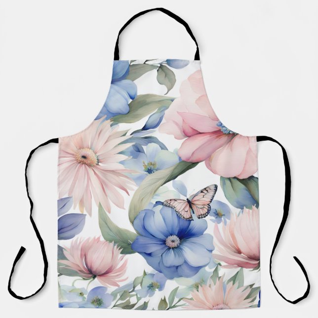 Classy Pink & Blue Blume Bunch Schürze (Vorderseite)
