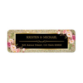 Classy Pink Floral Gold Glitzer Glitzern Hochzeit
