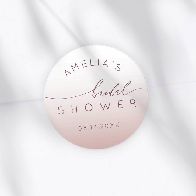 Classy Pink Gradient Bridal Shower Runder Aufkleber (Von Creator hochgeladen)