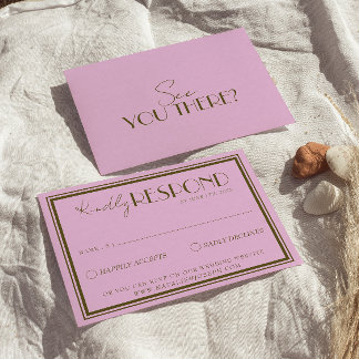 Classy Pink Grassland Old Money Luxury Wedding RSVP Karte