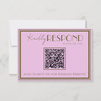 Classy Pink Grassland Old Money QR Code Wedding RSVP Karte