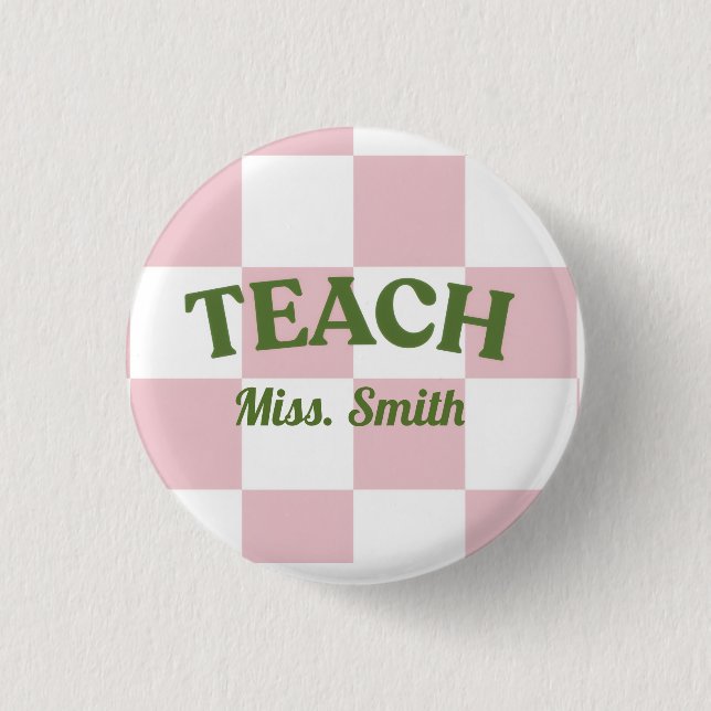 Classy Pink Teach Teacher Pin Button (Vorderseite)