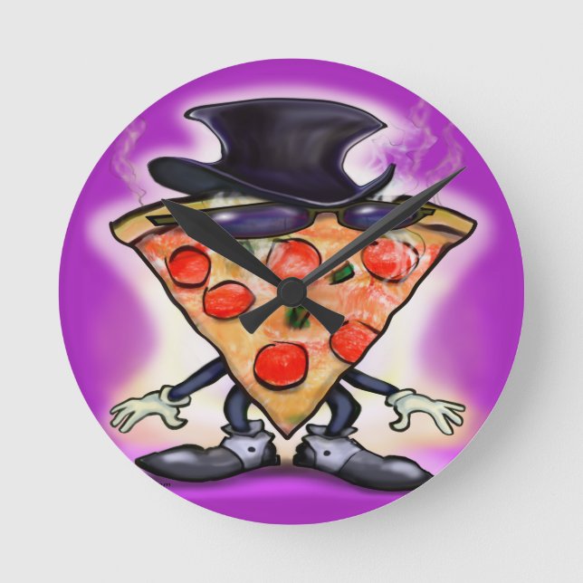 Classy Pizza Runde Wanduhr (Vorderseite)