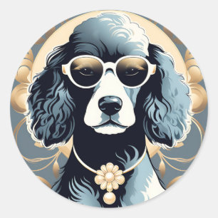 Classy Poodle Dog Runder Aufkleber