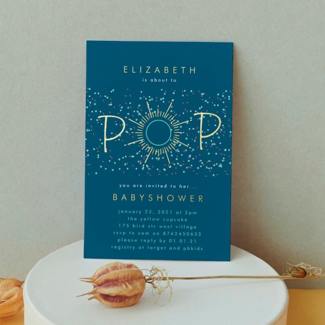 Classy POP Confetti Gender Neutral Baby Dusche Folieneinladung (Von Creator hochgeladen)