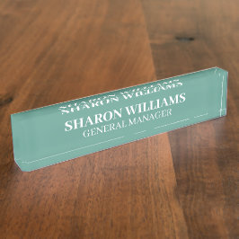 Classy Professional Teal Green Office Title Desk Namensplakette