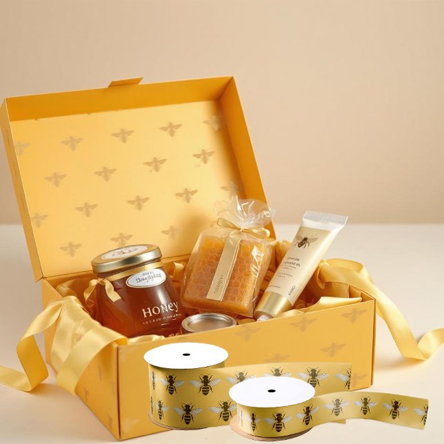 Classy Queen Bee on Cheery Yellow Beekeeper Nature Satinband (Von Creator hochgeladen)