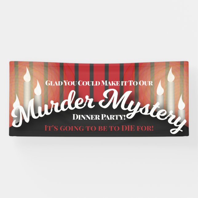 Classy Red and Black Murder Mystery Dinner Party Banner (Horizontal)