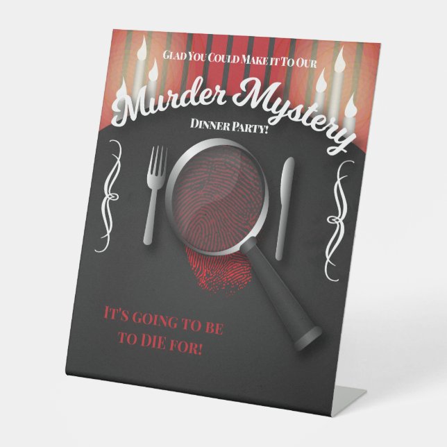 Classy Red and Black Murder Mystery Dinner Sockelschild (Vorderseite)