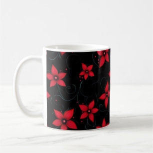 Classy Red Black Blume Kaffeetasse