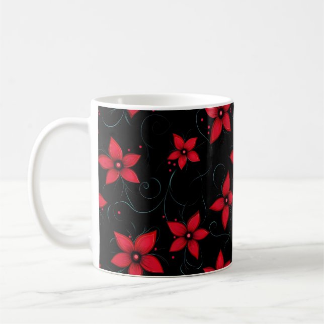 Classy Red Black Blume Kaffeetasse (Links)