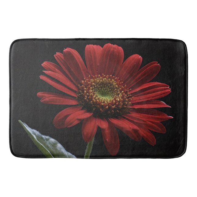 Classy Red Daisy auf schwarz, Badematte (Vorderseite)