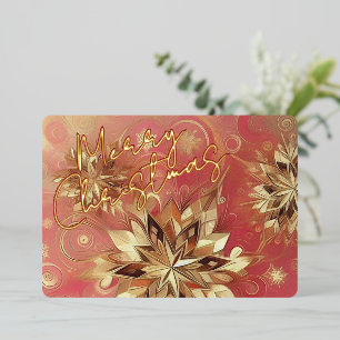 Classy Red Pink Abstrakte Snowflake Flora Kunstvol Folien Feiertagskarte