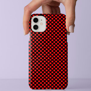 Classy Red POlka dots pattern On Stylish Black Case-Mate iPhone Hülle