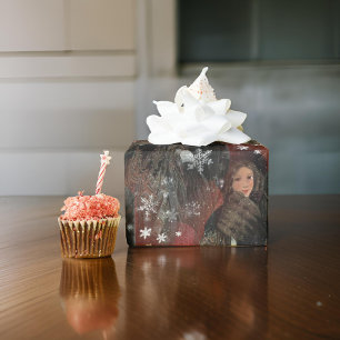 Classy Red Snowflakes Vintages Paar Geschenkpapier