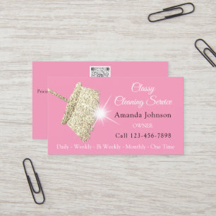 Classy Reinigungsservice Haushaltshilfe Pink Gold Visitenkarte