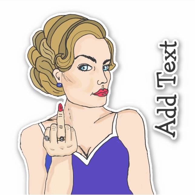 Classy Retro Lady Drehe den Vogel Aufkleber (Vorderseite)