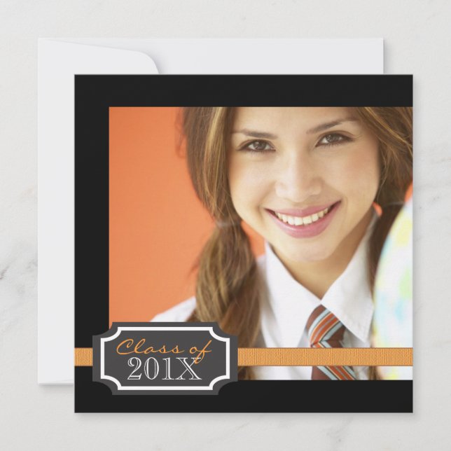 Classy Ribbon Square Foto Abschluss Einladung (Vorderseite)