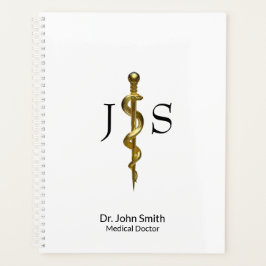 Classy Rod of Asclepius Medical Gold auf Weiß Planer