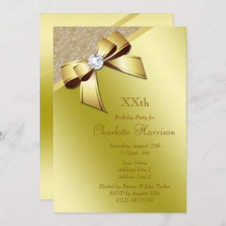 Classy Romantic Gold Geburtstagsparty Einladung