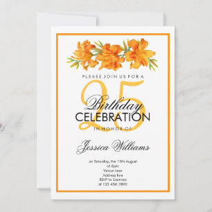 Classy Romantic Orange Day Lilies Birthday Einladung