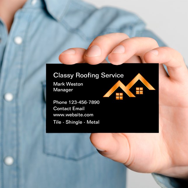 Classy Roofing Construction Business Cards Visitenkarte (Von Creator hochgeladen)