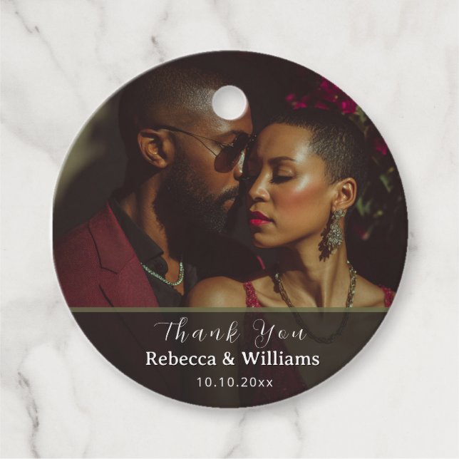 Classy Rose Blume Grüne Gastgeschenk Hochzeit Tag Geschenkanhänger (Vorderseite)