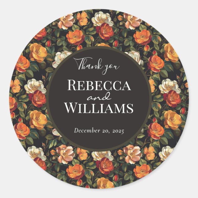 Classy Rose Blume Rustic Wedding Sticker (Vorderseite)