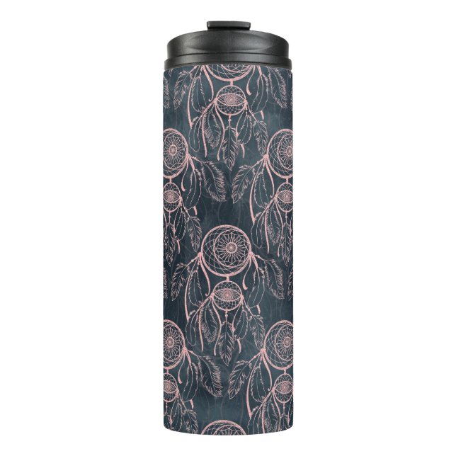 Classy Rose Gold Dreamcatcher Grau Muster Thermosbecher (Vorderseite)