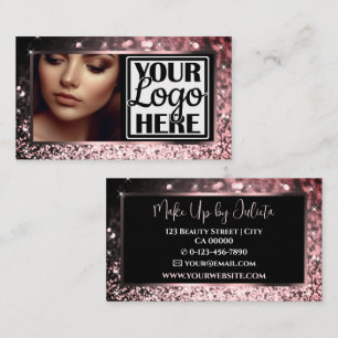 Classy Rose Gold Sparkle Glitzer Frame Foto Logo Visitenkarte