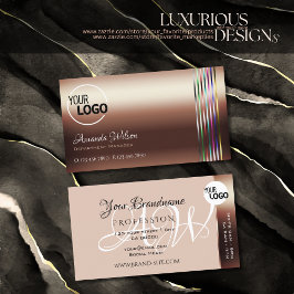 Classy Rose Golden Colorful Stripes hinzufügen Log Visitenkarte