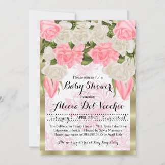 Classy Rose Thema Kinderdusche Einladung