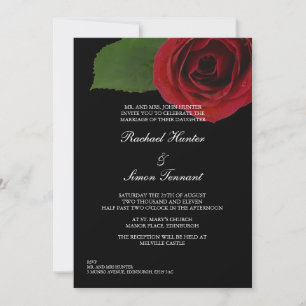 Classy Rote Rose Hochzeit - Schwarz Einladung