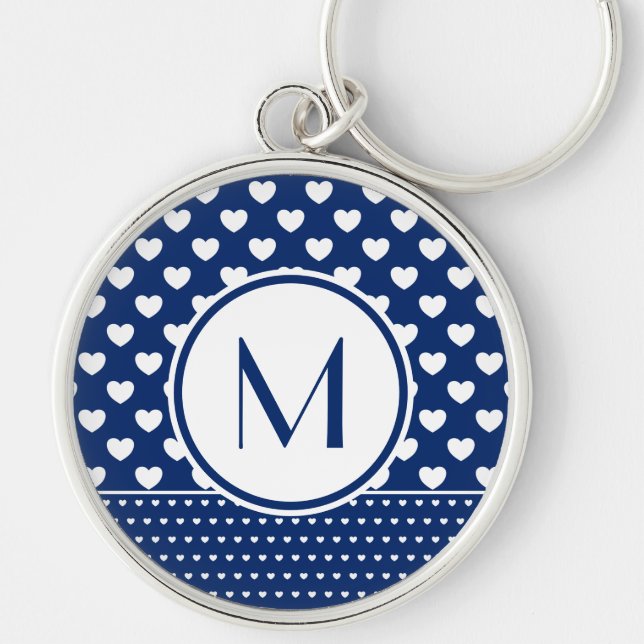 Classy Royal Blue Custom Monogram Button Schlüssel Schlüsselanhänger (Vorne)