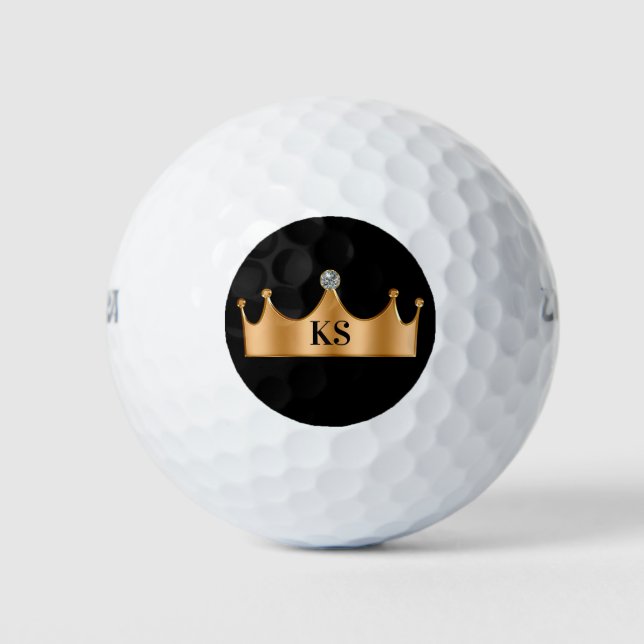 Classy Royal Monogram Crown Bling Golf Balls Golfball (Vorderseite)