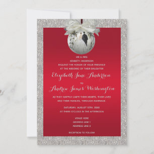 Classy Ruby Red & Funkelnd Bauble Christmas Einladung