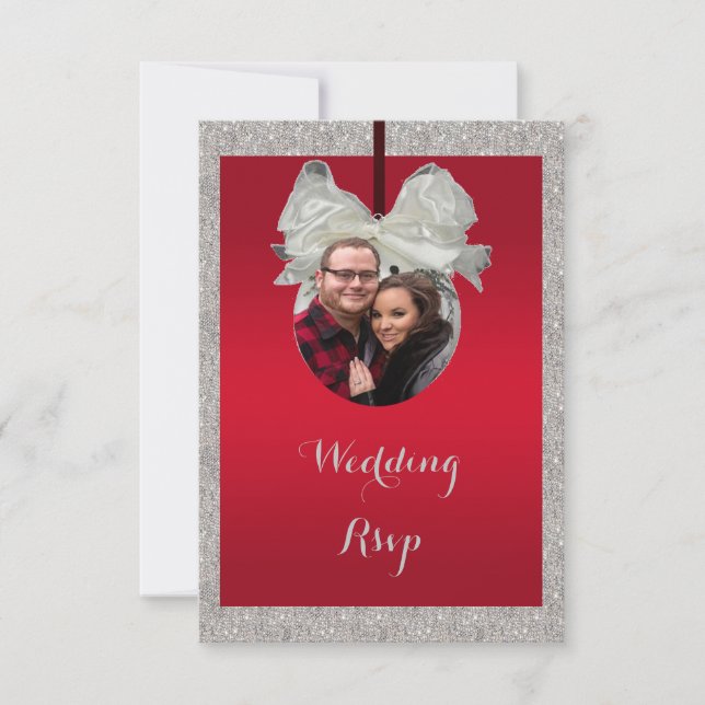 Classy Ruby Red & Sparkle Bauble Weihnachtsfeier RSVP Karte (Vorderseite)