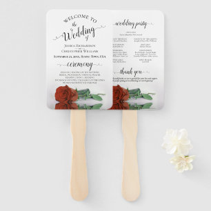 Classy Rust Orange Rose Elegantes Hochzeitsprogram Fächer