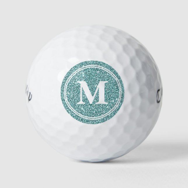 Classy Sage Glitzer Funkelnd Monogam Personalisier Golfball (Vorderseite)