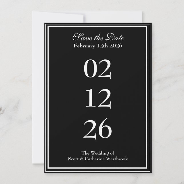 Classy Save the Date Wedding Ankündigung (Vorderseite)